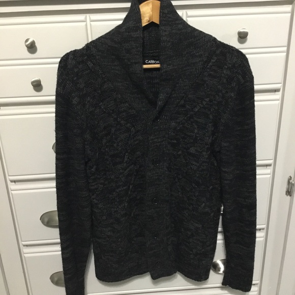 CARBON Cable Knit Black/Gray Cardigan size M - Picture 2 of 13